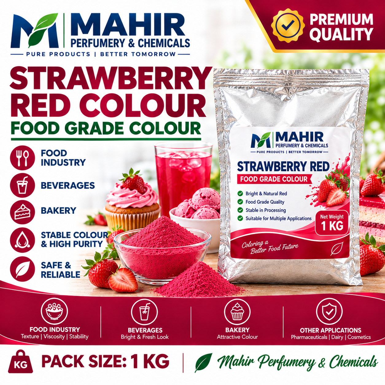 Strawberry Red Colour 1kg (স্ট্রবেরি রেড কালার)