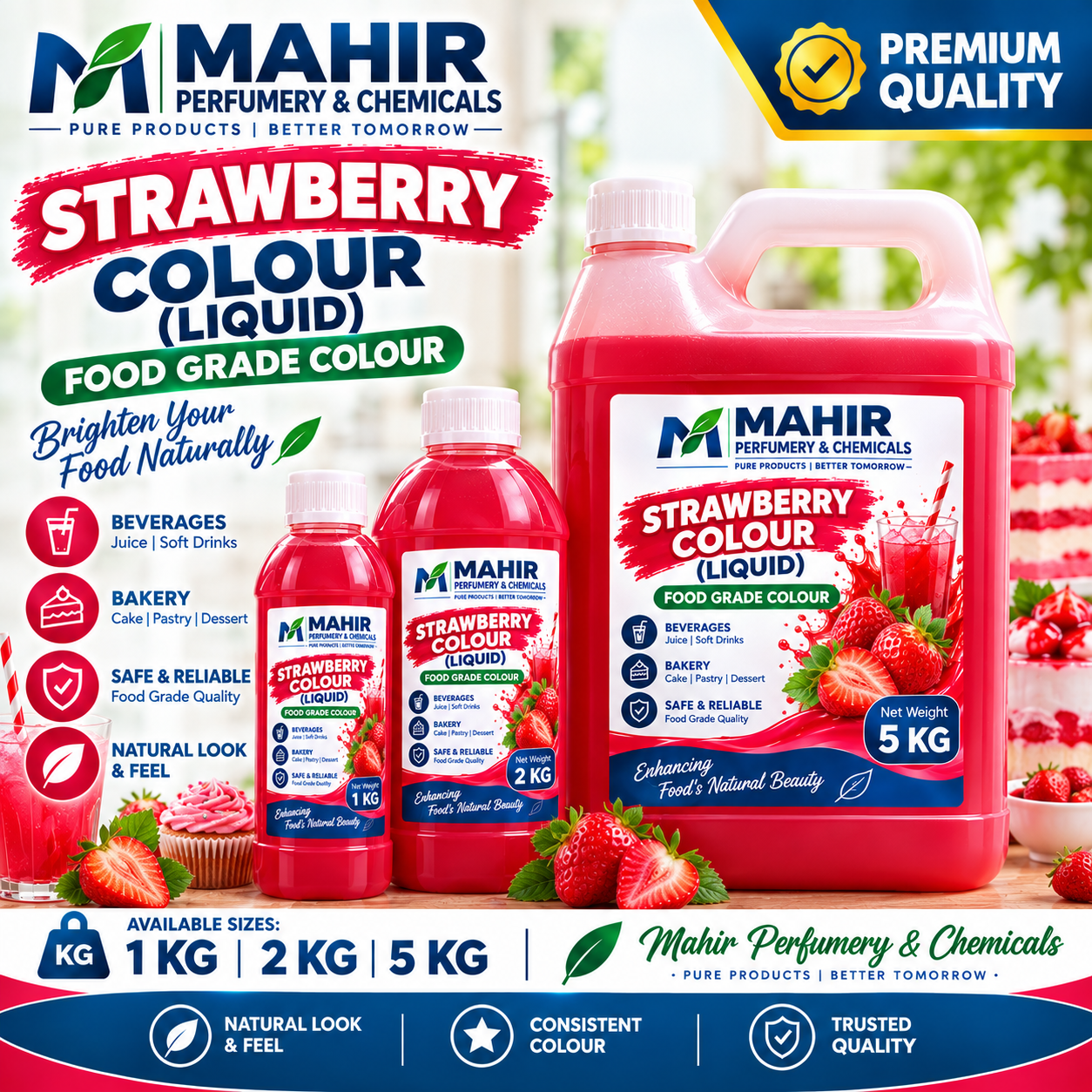 Strawberry Colour (Liquid) 1kg / 2kg / 5kg (স্ট্রবেরি লিকুইড কালার)